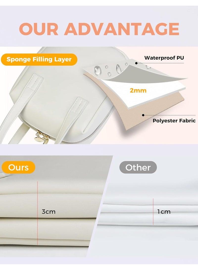 general Small Makeup Bag Organizer Leather Cosmetic Bags for Women Travel Cosmetic Pouch Waterproof Aesthetic Makeup Bag with Compartments Portable Handle - Image 4