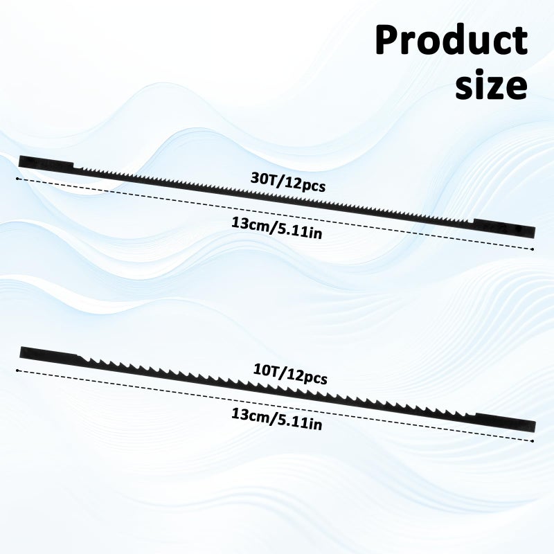 Alrhso Scroll Saw Blades 5 Inch Plain End Scroll Saw Blade Scroll-Saw Blades for Wood 24 Pack (28TPI, 10TPI) - Image 2