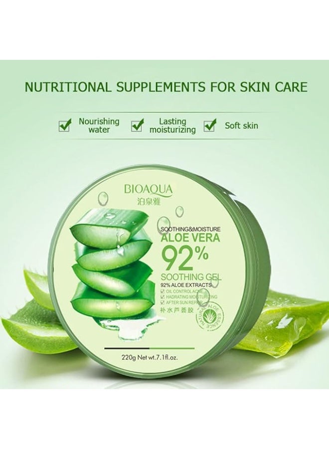 BIOAQUA 92% Aloe Vera Extracts Hydrating Acne Spot Removing Face Night Cream Replenishiment Soothing Long-lasting Gel 220g - Image 3