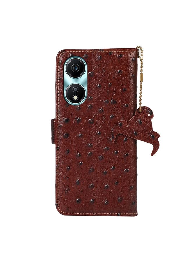 S-TOP Case For Honor X5 Plus Ostrich Pattern Genuine Leather RFID Phone Case - Image 3
