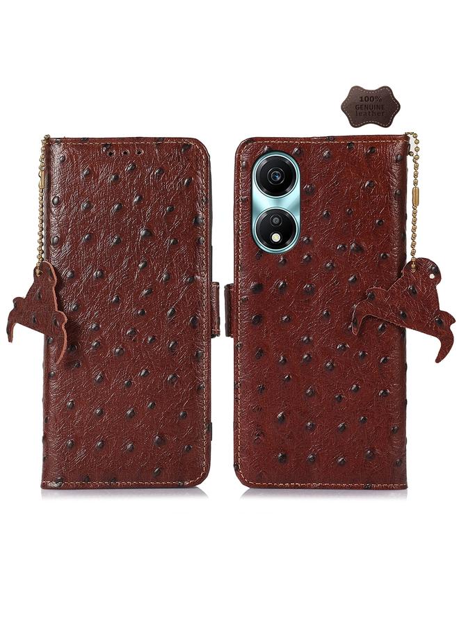 S-TOP Case For Honor X5 Plus Ostrich Pattern Genuine Leather RFID Phone Case - Image 1
