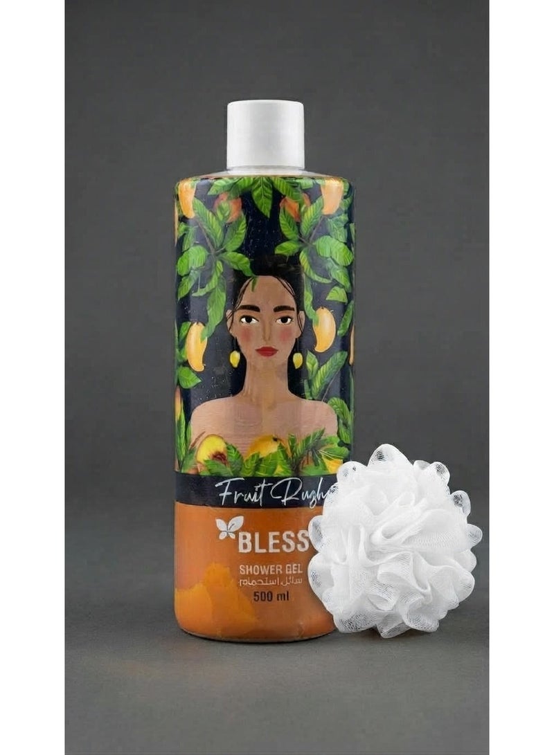 Bless Shower Gel Fruit Rush 500 ml + Lofa Multi-Color - Image 2
