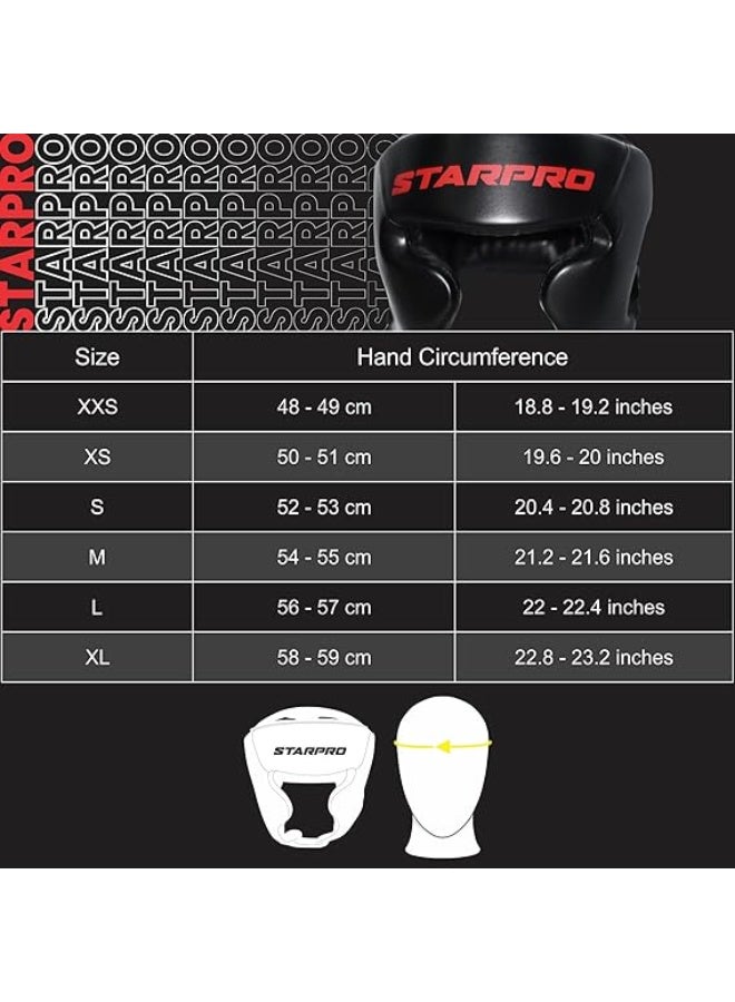 Starpro Starpro Black Boxing Headguard PU Leather Muay Thai Kickboxing Training Protection and Fighting Headgear  - Image 3