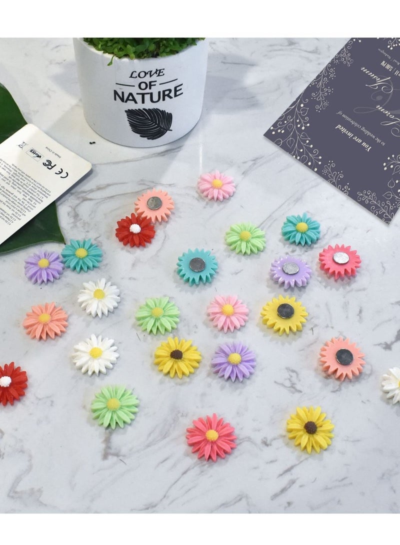كابتن تيك Fridge Magnets 24 Pieces Flower Daisy Magnet Stickers Colorful Floral Magnets, Decorative for Office, Kitchen, Car, Whiteboard - Image 3