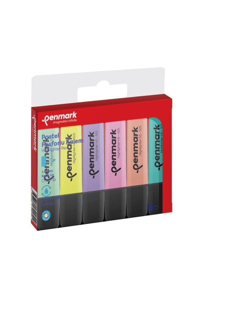 بينمارك Penmark Highlighter Pen 6 Acetate Mixed Color Pastel - No:HS-505  - Image 1