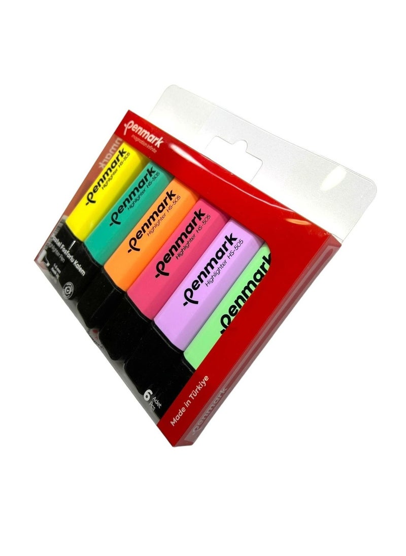بينمارك Penmark Highlighter Pen 6 Acetate Mixed Color Pastel - No:HS-505  - Image 3