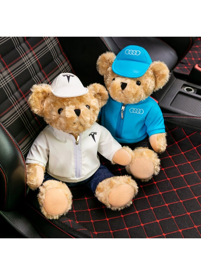 Car Bear Doll Car Logo Bear Audi BMW Land Rover Mercedes 4S Shop Gift Teddy Bear Logo-Color:Bear Red (unlabeled)-Height:High 30cm