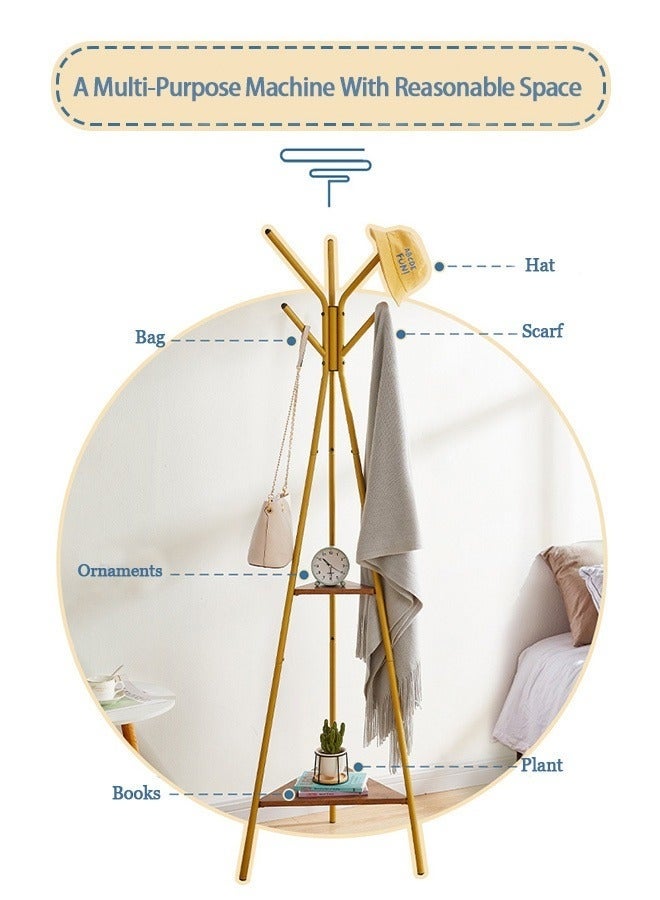 كيلا حامل ثلاثي القوائم بسيط من الفولاذ المقاوم للصدأ للمعطف والقبعة مثبت على الأرض لغرفة النوم وغرفة المعيشة - Image 4