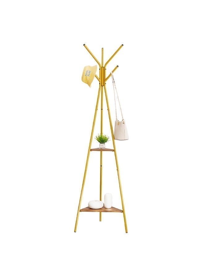 Bukela Coat Rack Freestanding, Stainless Steel Simple Standing Tripod Hall Tree with 2 Shelves, Clothes Rack for Hat, Clothes, Bag, Hanger Stand for Entryway/Living Room/Bedroom/Ofiice, Golden - Image 2