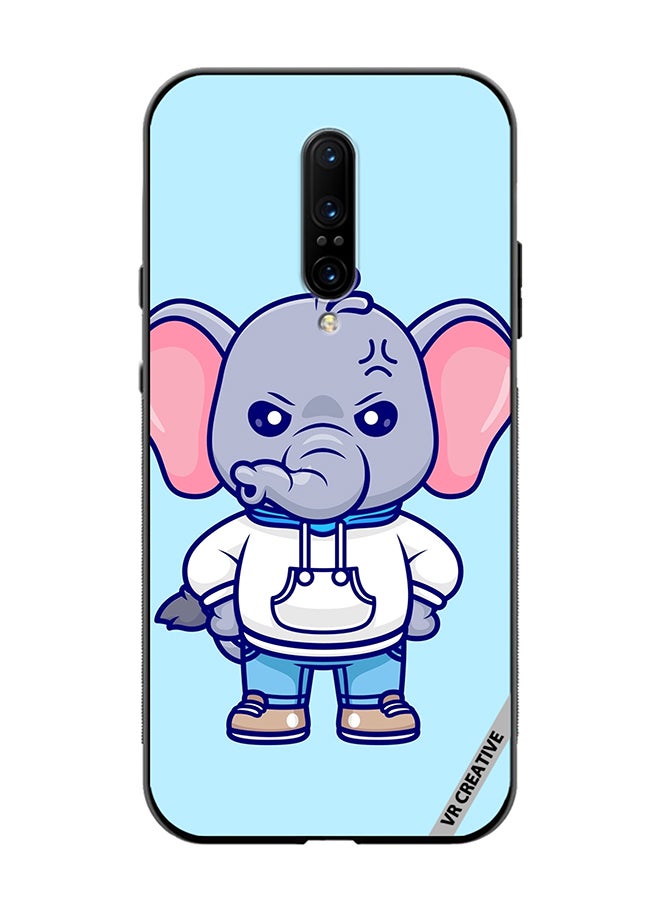 VR CREATIVE Protective Case Cover For OnePlus 7 Pro Cute Angry Elephant Wearing Hoodie Design Multicolour - Image 1