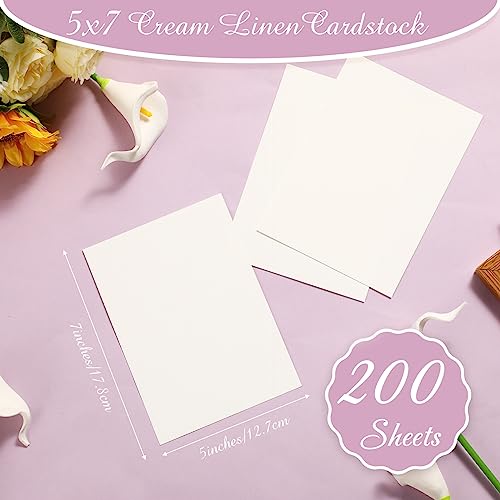 Geosar 200 Sheet Linen Cardstock Invitation Cardstock Heavyweight Printer Paper 92lb 250gsm Index Cards for Printer Cover Postcards Blank Flash Note Greeting (Beige) - Image 2