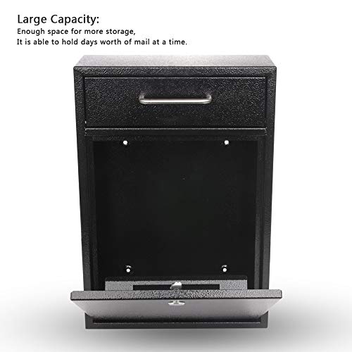 KYODOLED Steel Key Lock Mail Boxes Outdoor, Locking Wall Mount Mailbox, Security Lock Drop Box, Collection Boxes,16.2H x 11.22L x 4.72W Inches, Black X Large - Image 5