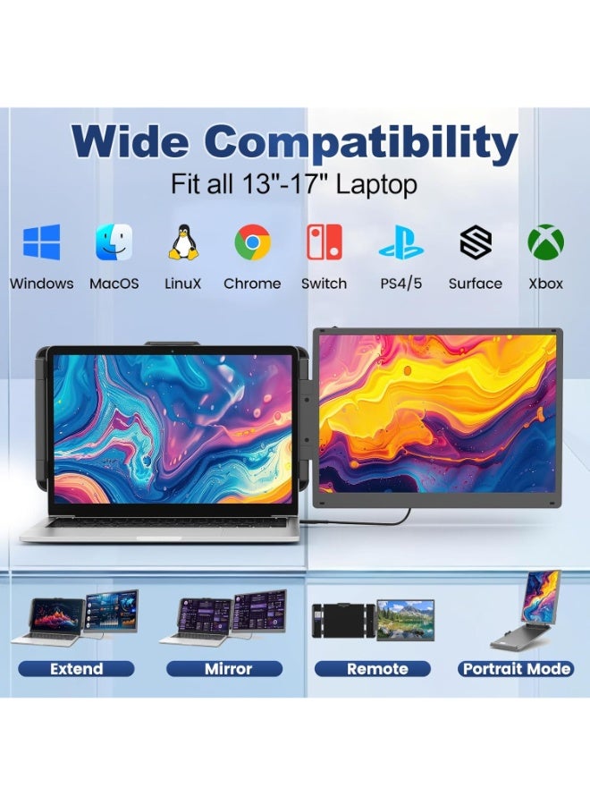14" 2K Dual Laptop Screen Extender, Portable 2160 x 1440 IPS Monitor with Type-C/HDMI/USB-A Plug and Play, Fits 13-17” Laptops, Compatible with Windows/Mac/Android  - Image 3