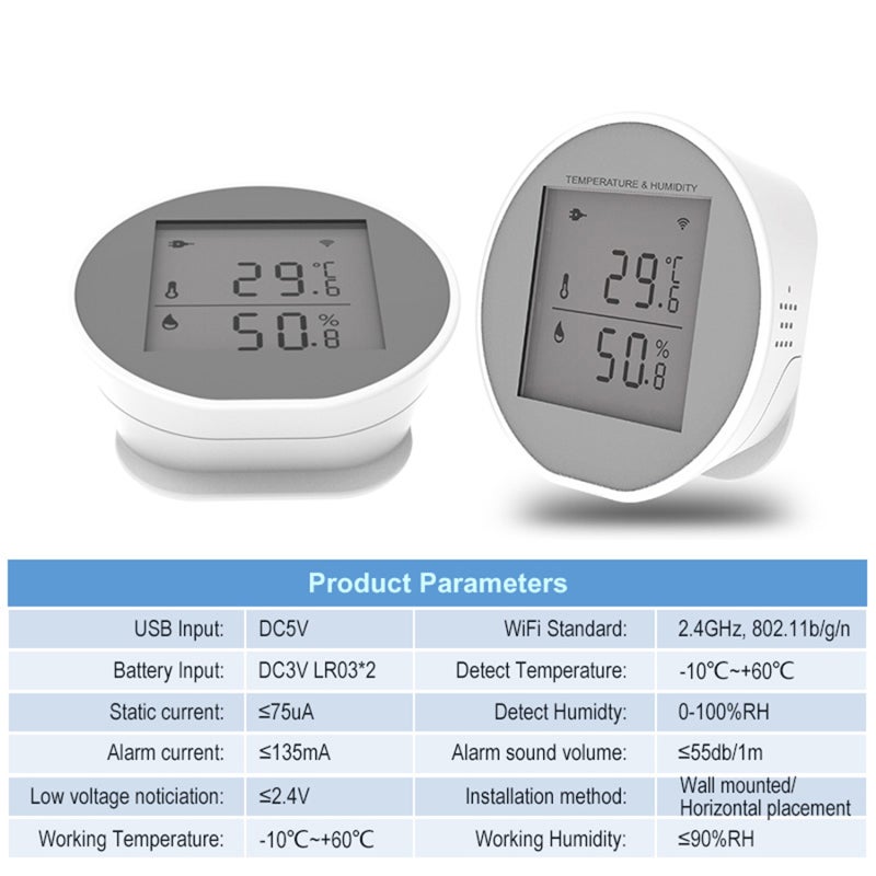 Smart WiFi Temperature Humidity Monitor - White LCD Screen Remote Real-Time Monitoring - Smart Alert Scenarios for Wine Cellars, Greenhouses, Basements - Image 4