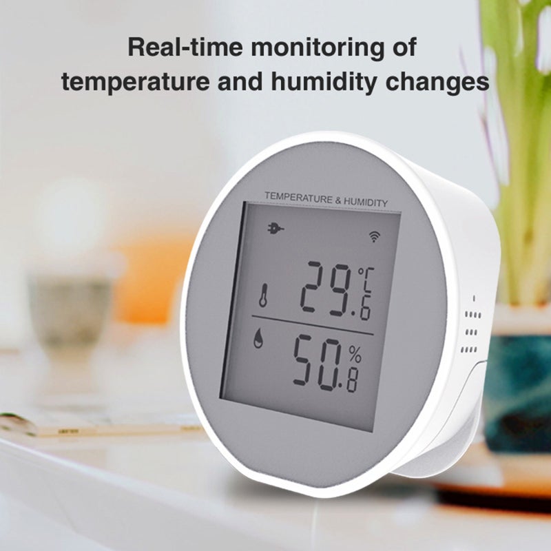 Smart WiFi Temperature Humidity Monitor - White LCD Screen Remote Real-Time Monitoring - Smart Alert Scenarios for Wine Cellars, Greenhouses, Basements - Image 3