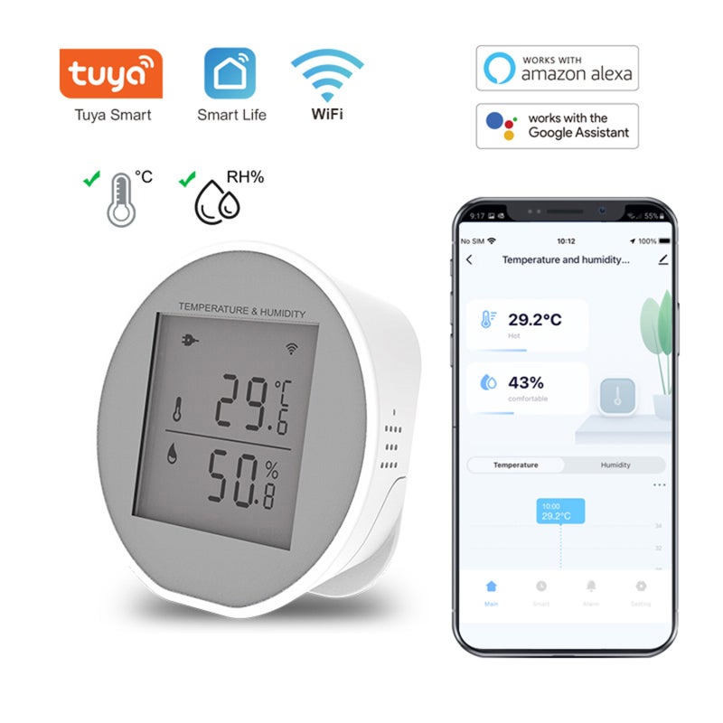 Smart WiFi Temperature Humidity Monitor - White LCD Screen Remote Real-Time Monitoring - Smart Alert Scenarios for Wine Cellars, Greenhouses, Basements - Image 5