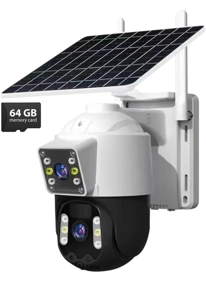 ELTRAZONE 6MP Dual Lens Outdoor CCTV WiFi Security Camera with Solar Power, 355° Rotation, V380 Pro App, Full-Color Night Vision, PIR Motion & Human Detection, 2-Way Audio, 64GB SD Card – 1 Piece - Image 1