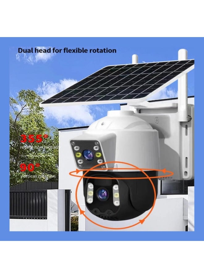 ELTRAZONE 6MP Dual Lens Outdoor CCTV WiFi Security Camera with Solar Power, 355° Rotation, V380 Pro App, Full-Color Night Vision, PIR Motion & Human Detection, 2-Way Audio, 64GB SD Card – 1 Piece - Image 2