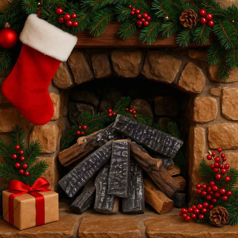 LemonRoad 15 Pcs Small Faux Logs Decorative Heat Resistant Fake Logs Wood Realistic Stackable Ceramic Branches for Indoor Outdoor - Image 2