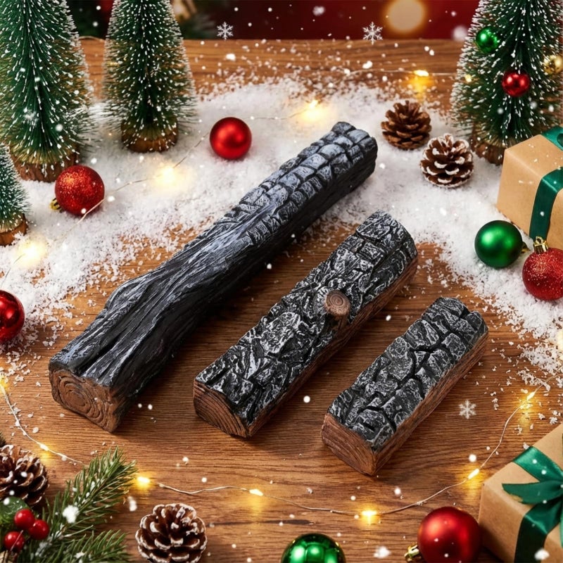 LemonRoad 15 Pcs Small Faux Logs Decorative Heat Resistant Fake Logs Wood Realistic Stackable Ceramic Branches for Indoor Outdoor - Image 5
