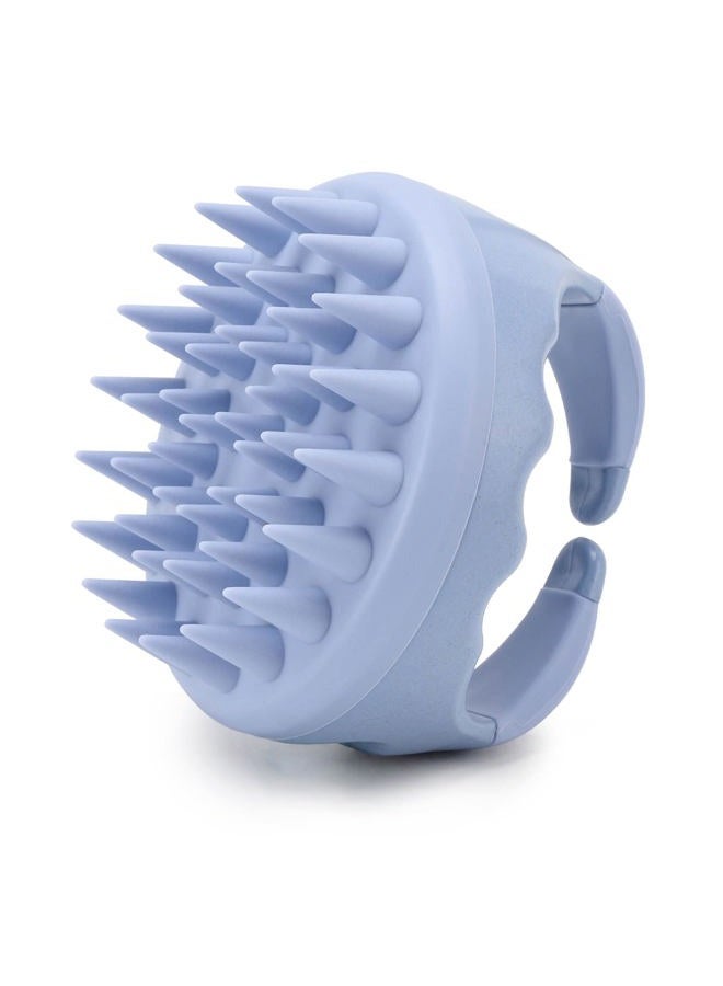BTYMS Silicone Hair Scalp Massager Shampoo Brush Scalp Scrubber Hair Washing Brush Exfoliating Brush Head Scrubber for Shower - Blue - Image 1