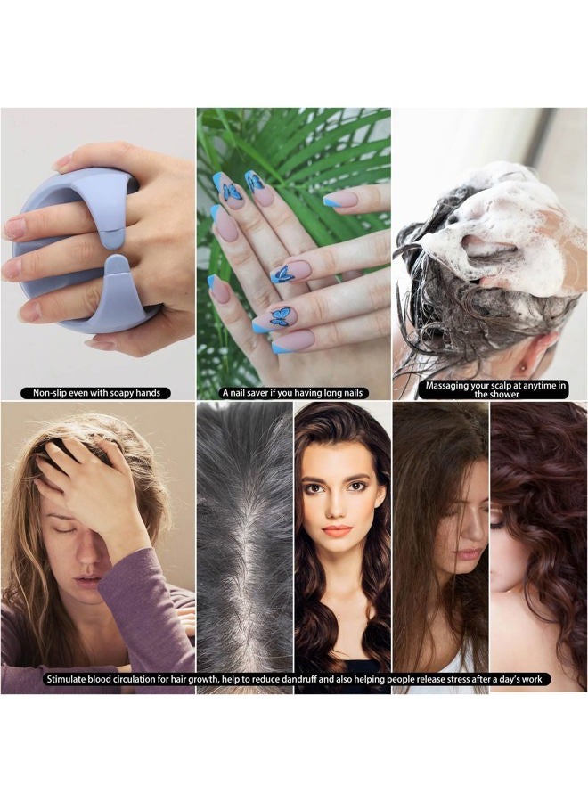 BTYMS Silicone Hair Scalp Massager Shampoo Brush Scalp Scrubber Hair Washing Brush Exfoliating Brush Head Scrubber for Shower - Blue - Image 4