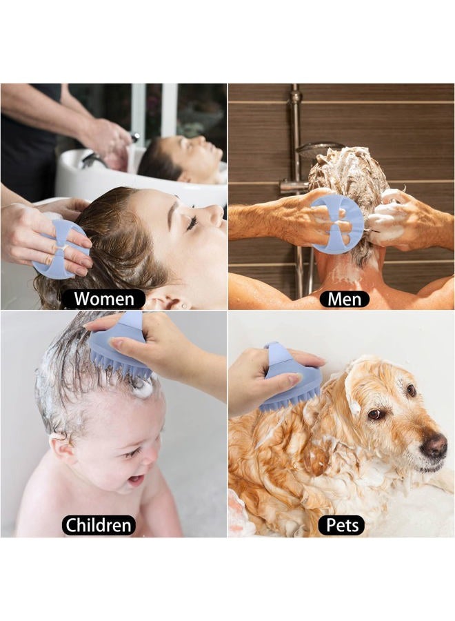 BTYMS Silicone Hair Scalp Massager Shampoo Brush Scalp Scrubber Hair Washing Brush Exfoliating Brush Head Scrubber for Shower - Blue - Image 5