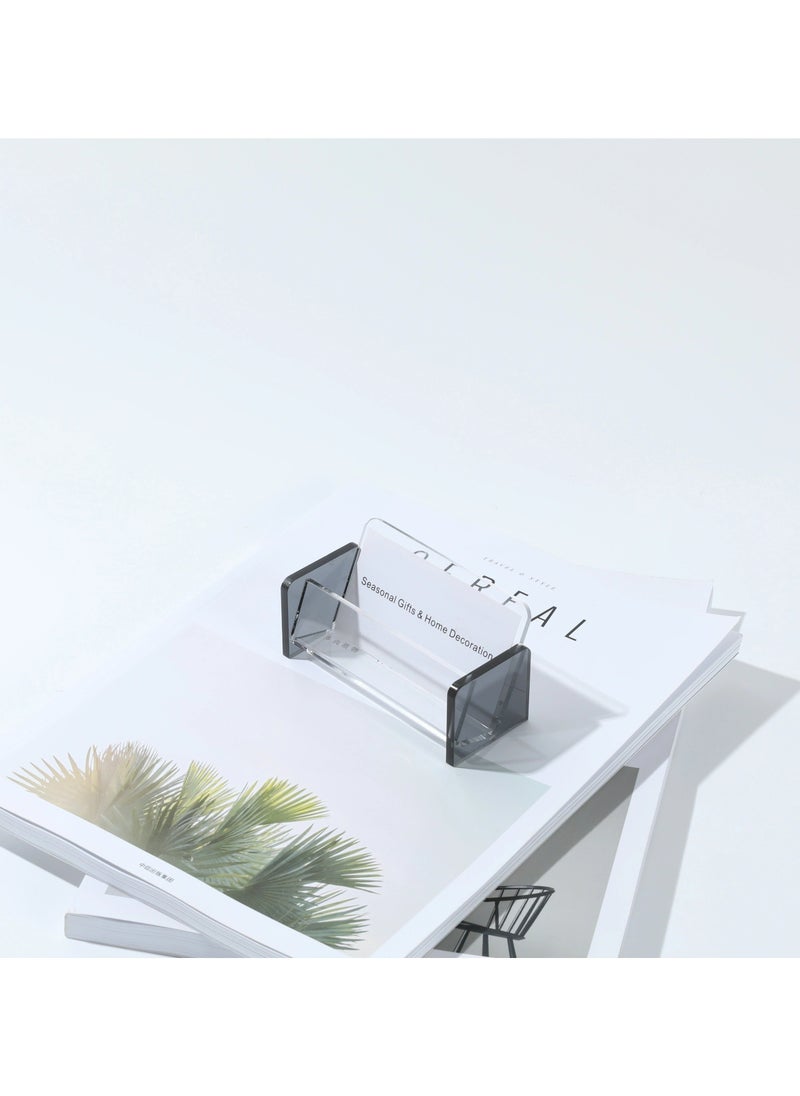 JiFENG 1pc Clear Acrylic Modern Business Card Holder Stand for Desk, Holds 30-60 Cards, Fashionable Display Stand for Office(Grey)  - Image 3