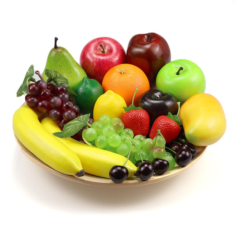 Ikosora Ikosora 20 Pcs Fake Fruit Pack  Artificial Fruit for Decoration Party  Realistic Fake Fruits Table Centrepieces Decoration Home Kitchen  Lifelike Faux Fruits Apple Bananas  - Image 1