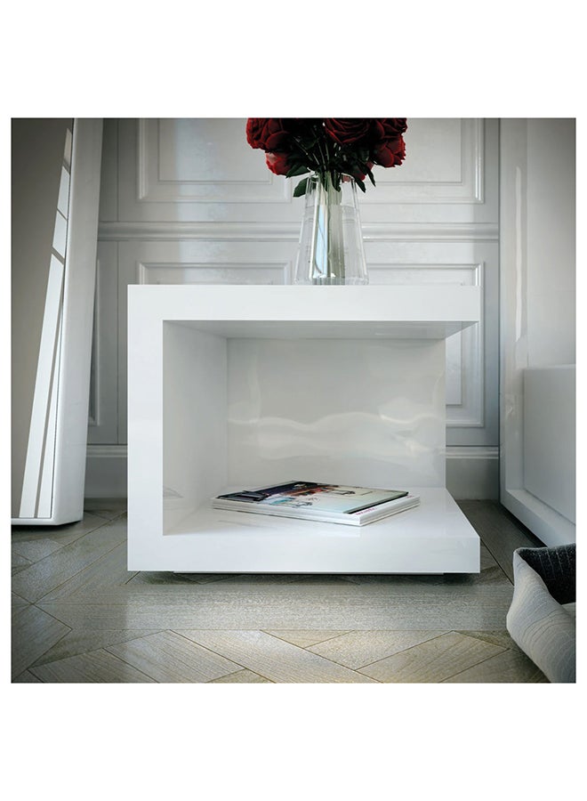 AtoZ Furniture Ludlow Cube Night Stand in White Color 