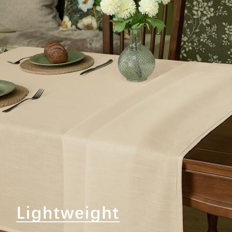 Karseteli Natural Linen Rectangle Tablecloth  Slubby Textured Fall Lightweight Table Cloth 60 x 102 Inch  Water Resistant Stain Resistant Farmhouse Burlap Table Cover for Kitchen Dining Room  Khaki - Image 4