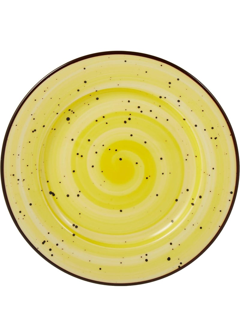 Porceletta Color Glaze Porcelain Flat Plate, 9 Inch Size, Yellow - Image 1