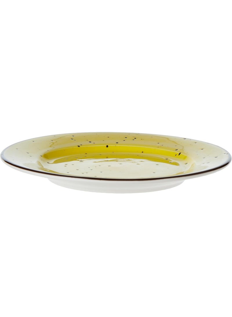 Porceletta Color Glaze Porcelain Flat Plate, 9 Inch Size, Yellow - Image 2