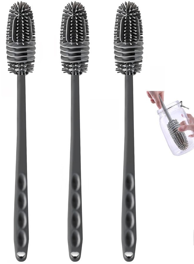 Qivorimith Bottle Brush,3 PCS Bottle Cleaner Brush for Baby Bottle,Breast Pumps,Better Cleaning(Grey - Image 1