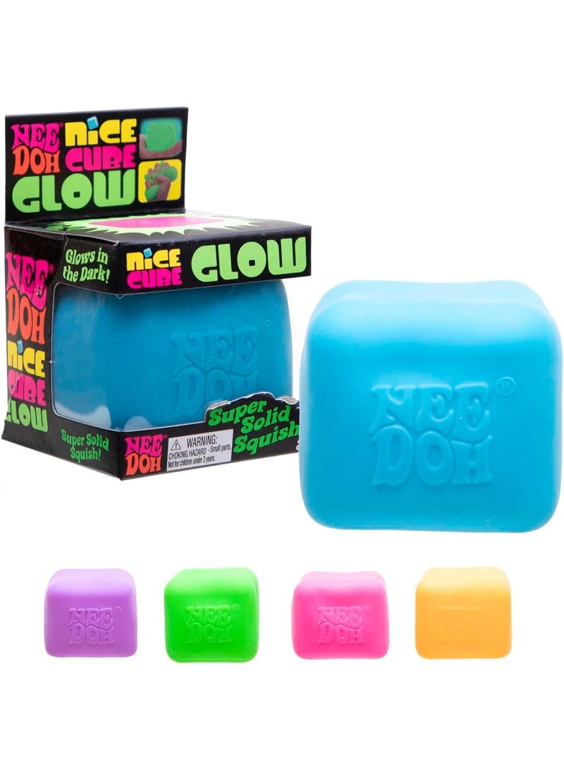 لعبة NeeDoh Nice Cube Glow الحسية القابلة للعصر - كرة إجهاد تتوهج في الظلام، قد يختلف اللون - Image 3