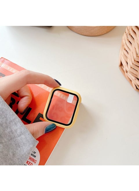 Suitable For Apple Watch Pc Plastic Protective Case Solid Color Integrated Protective Case Iwatch34567SE8 Representative Shell-Color:Yellow-Appearance Size:44mm Carton Packaging