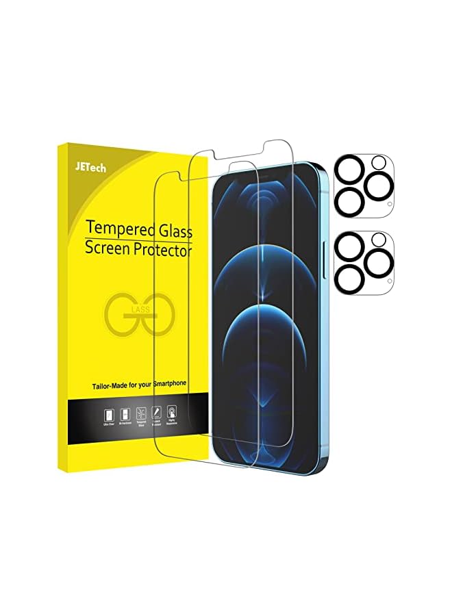 JETech Screen Protector for iPhone 12 Pro Max 6.7-Inch with Camera Lens Protector, Tempered Glass Film, 2-Pack Each