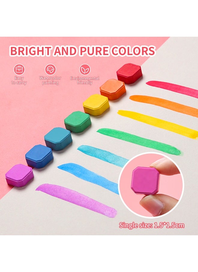 Generic - 48-Color Solid Watercolor, Durable Watercolor Paint Set with Brushes, Paper and Storage Box, Easy to Carry - Image 1