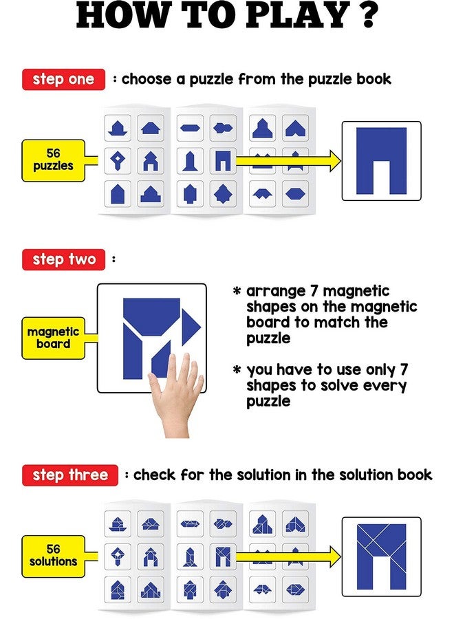 Play Panda Brain Booster Type 1 (Junior) - 56 Puzzles Designed to Boost Intelligence - with Magnetic Shapes, Magnetic Board, Puzzle Book and Solution Book - for 7 8 9 10 Upto 15 Years,Red - Image 4