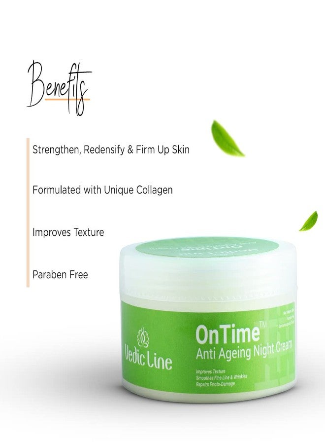 Vedic Line Vedicline Ontime Anti-Aging Night Cream, Helps to Reduce Dark Circles & Uneven Tone with Sunflower Oil for Firm and Beautiful Skin, 50ml - Image 2