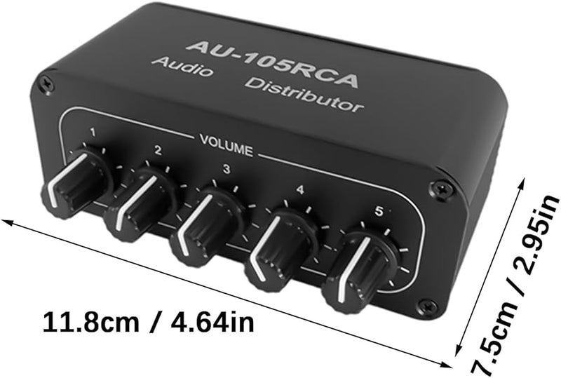 Two Channel Studio Sound Splitter with 5 Independent Volume Controls Metal Construction - Image 5