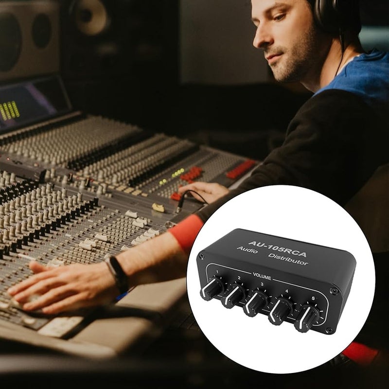 Two Channel Studio Sound Splitter with 5 Independent Volume Controls Metal Construction - Image 3