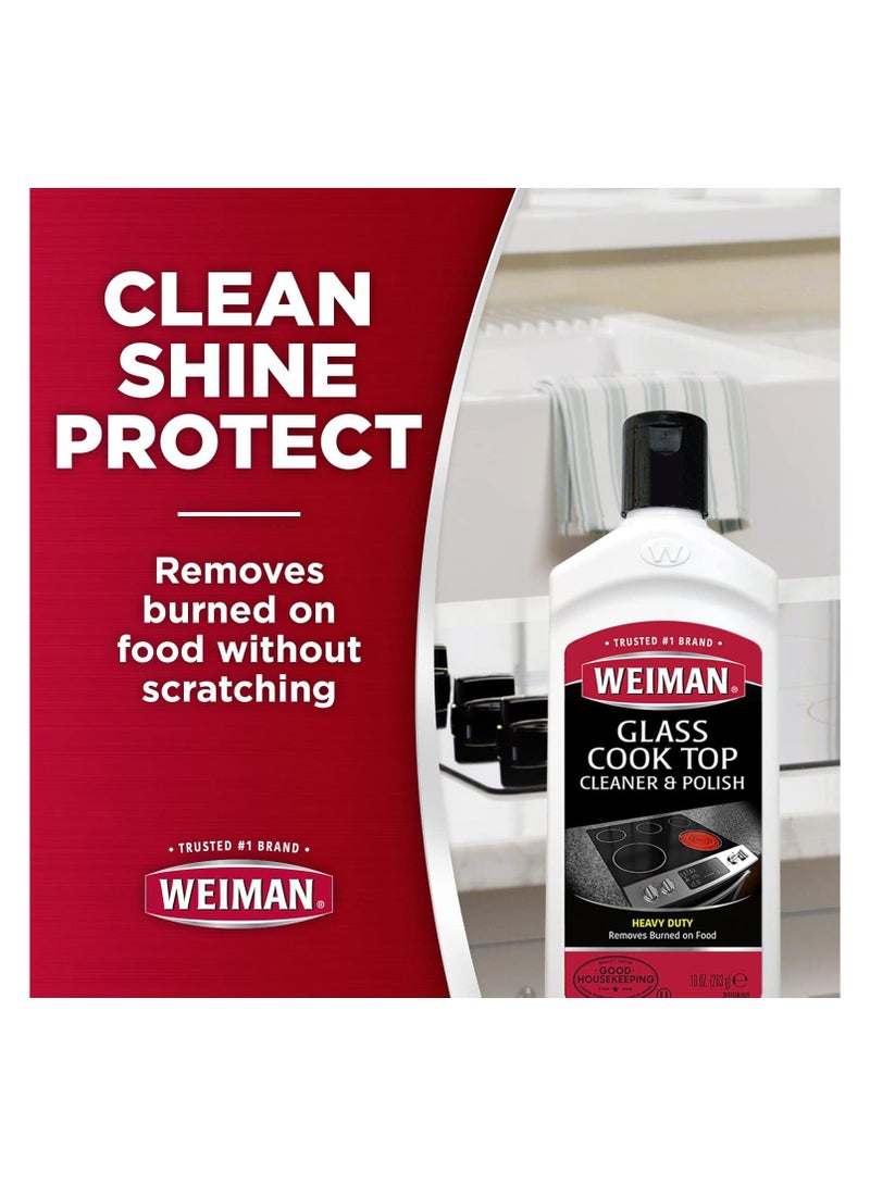 Weiman موقد سيراميك وزجاج - 10 أونصة - مجموعة منظف يومي لسطح الموقد - 12 أونصة - حزمة تنظيف موقد زجاجي للحث لتنظيف الفوضى الثقيلة وإزالة الطعام المحترق - Image 3