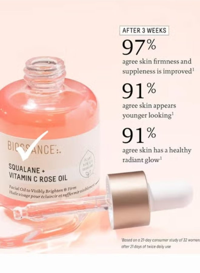 BIOSSANCE Squalane and Vitamin C Rose Oil. Facial Oil to Visibly Brighten, Hydrate, Firm and Reveal Radiant Skin, 30ml - Image 2