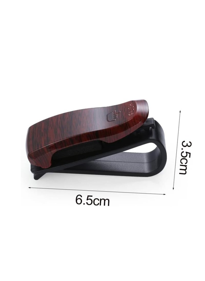Generic 2  Pack Glasses Holder for Car Vehicle Auto Sun Visor Universal Clip Stand for Sunglasses Eyeglass Storage Mount ID Card Ticket Case Interior Hanger Wood Carbon Fiber Style  - Image 3