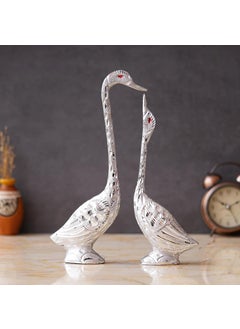 Webelkart Webelkart Pair of Kissing Duck, Swan Showpiece for Home Decor - 29 cm (Silver)  - Image 1