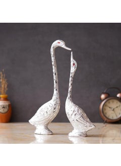 Webelkart Webelkart Pair of Kissing Duck, Swan Showpiece for Home Decor - 29 cm (Silver)  - Image 2