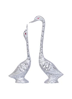 Webelkart Webelkart Pair of Kissing Duck, Swan Showpiece for Home Decor - 29 cm (Silver)  - Image 4