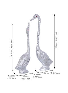 Webelkart Webelkart Pair of Kissing Duck, Swan Showpiece for Home Decor - 29 cm (Silver)  - Image 3