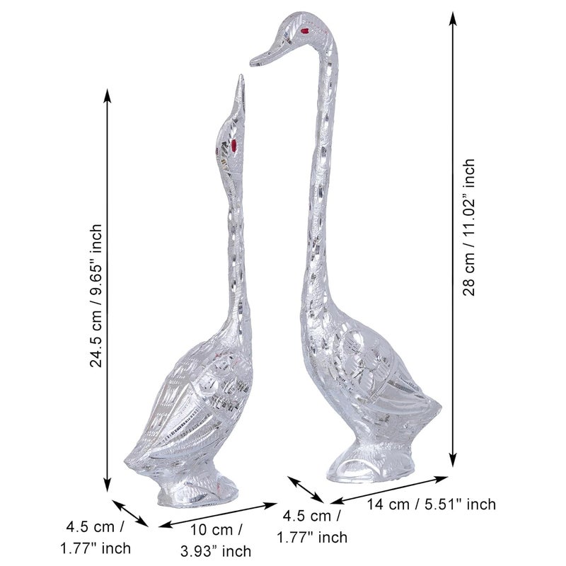 Webelkart Pair of Kissing Duck, Swan Showpiece for Home Decor - 29 cm (Silver)